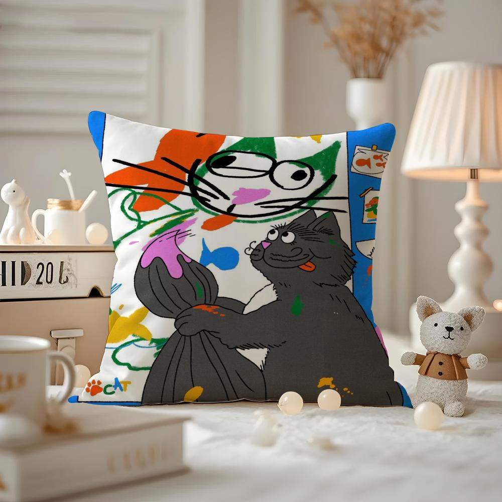 Cute Retro Illustration Cushion Cover Pattern Printed Pillowcase For Living Room Sofa Cushion Cover & Bedroom Decor