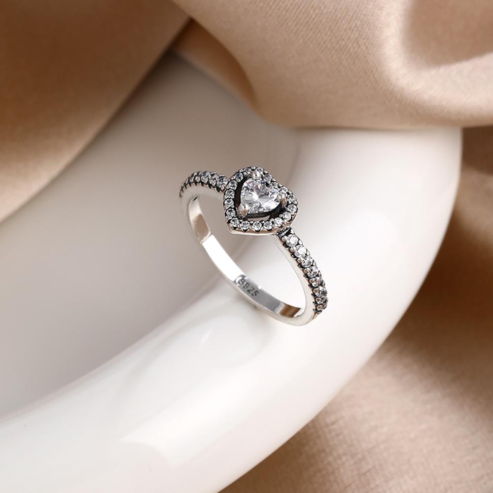 Nuevos anillos de plata de ley 925 con dije en forma de corazón rojo para mujer, joyería fina, regalos de moda para mamá.