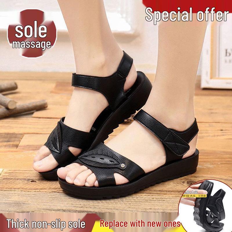 Women's Summer Soft Sole Non-slip Flat Sandals - 2025 Fashionable & Comfortable for Middle-aged