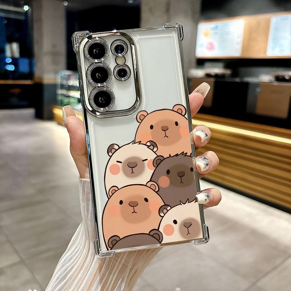 Capybara Cartoon Animal Funda For Samsung S26 Ultra Phone Case For Galaxy S25 FE S26 S24 S23 S22 S21 Ultra S20 Plus Clear Cover