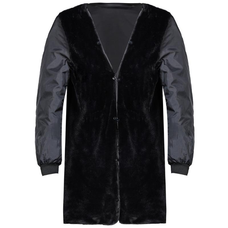 Winter Thick Fox Fur Collar Middle-aged and Elderly Woolen Woolen Coat Men's Cashmere Extended Style Detachable Liner Over the Knee Coat