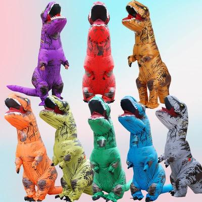 Rruonshully Halloween Dinozaur Jeździec Dinozaur Tyranozaur Nadmuchiwany Kostium Potwora dla Zabawy Zwierzę Brązowy Kigurumi, Kostium, Brązowy, Kostium,