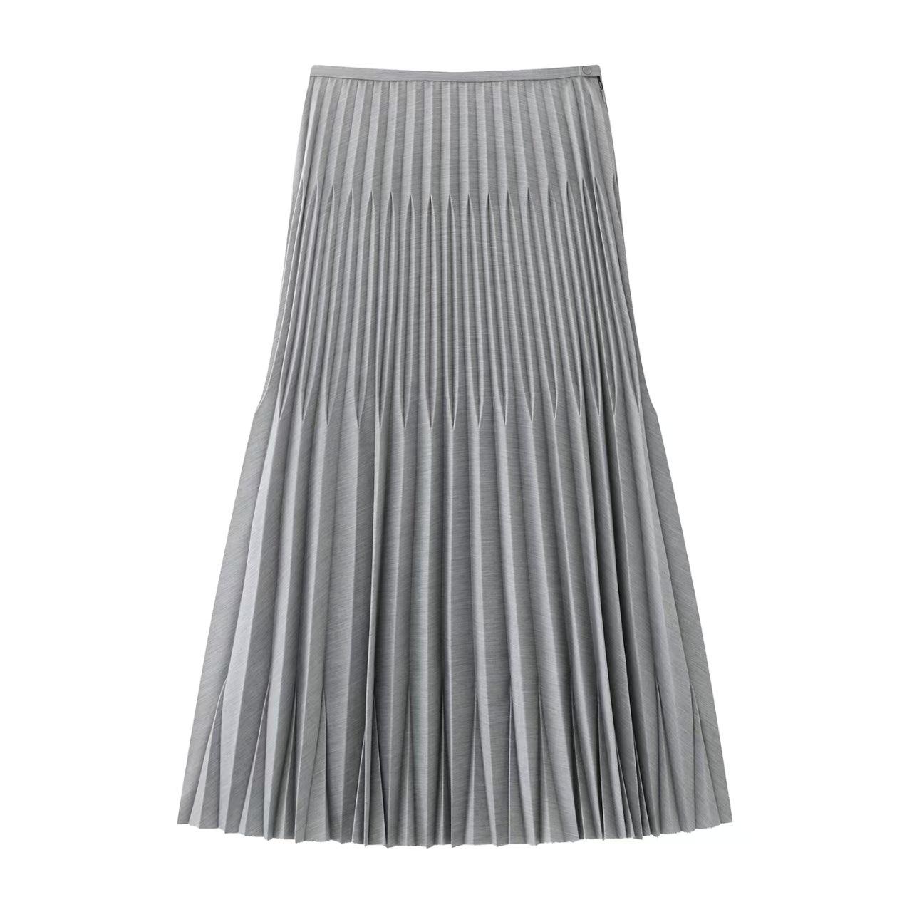 

In Stock: 2026 Spring High-Waisted Slimming A-Line Pleated Mid-Length Skirt 5Q1D13860 Large