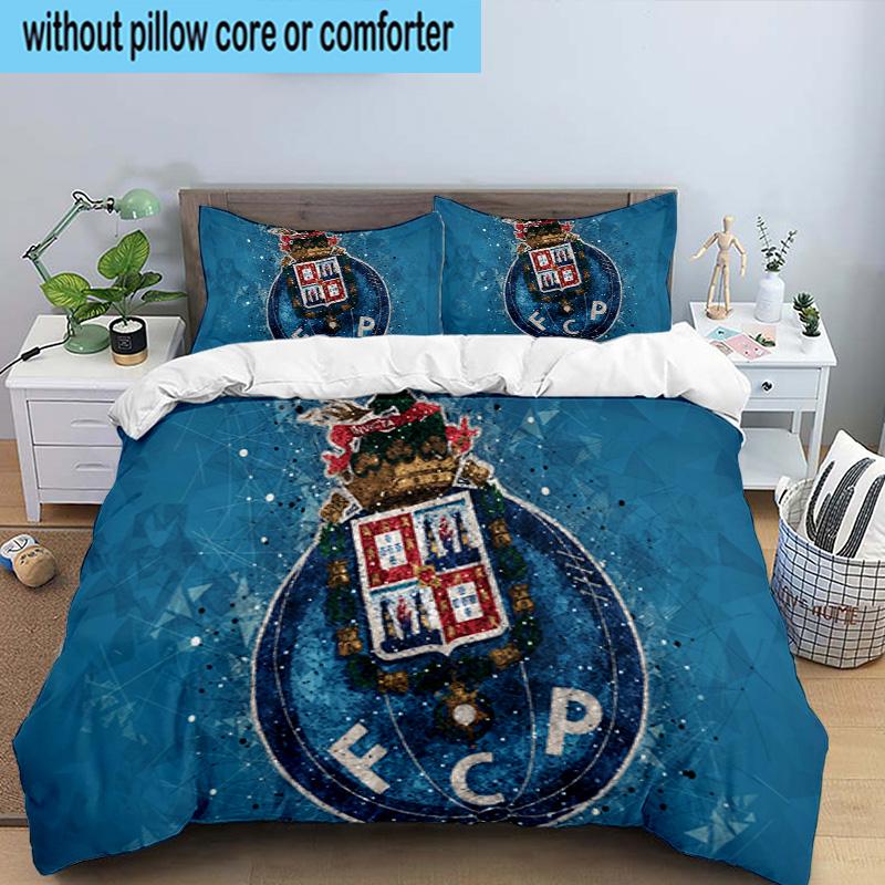 3PCS Fc Porto Crest Design Printed Bedding Set, Includes A Duvet Cover and Two Pillowcases for Bedroom, Suitable for All Seasons