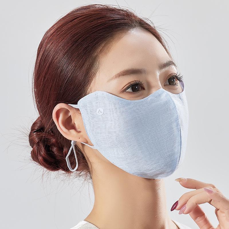 

Tencel High SPF Sun Protection Lightweight Breathable Mask - 3D Face Slimming with Eye Corner Protection for Spring & Summer. синий