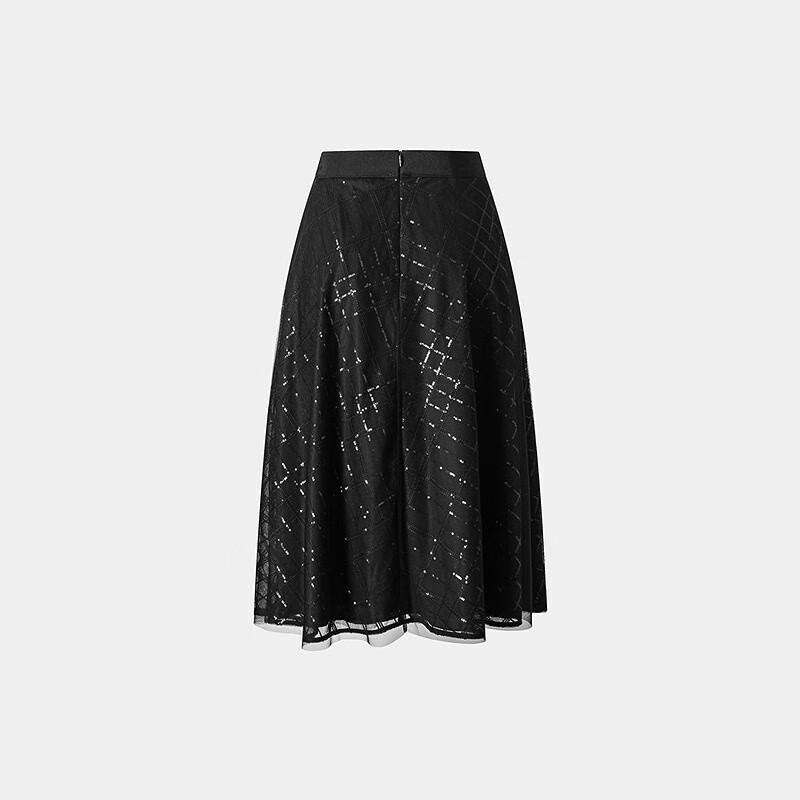 PORTS Women's 2025 Spring/Summer Black A-Line Midi Skirt