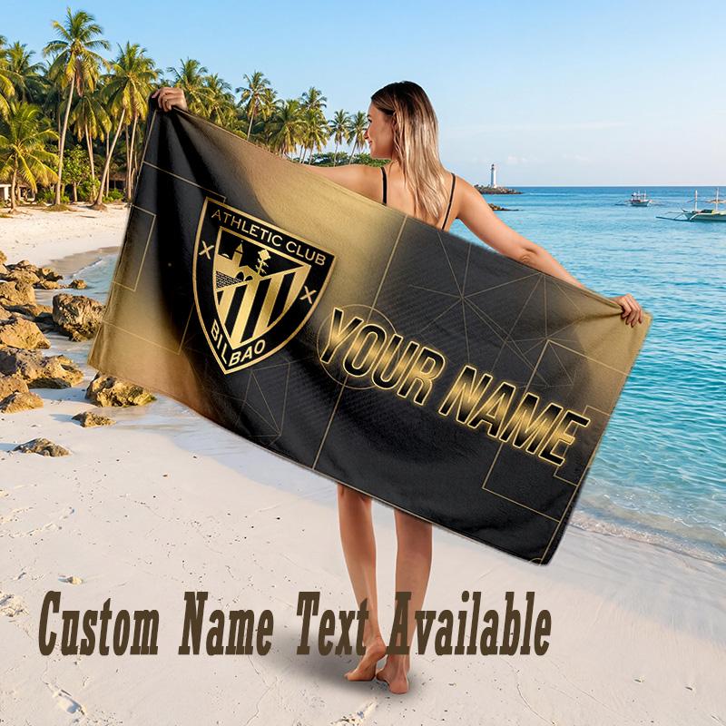 Athletic Bilbao FC Design Beach Towel Custom Text Large Towel for Beach Vacation