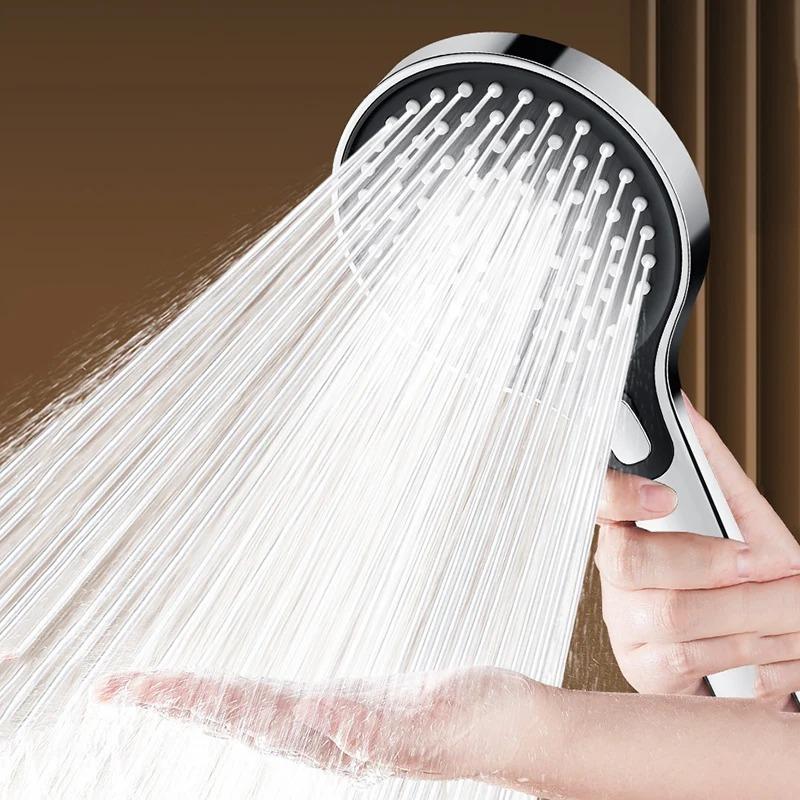 New Round Booster Shower Head Three-speed Large Panel Handheld Shower Head Home Bath Shower Set