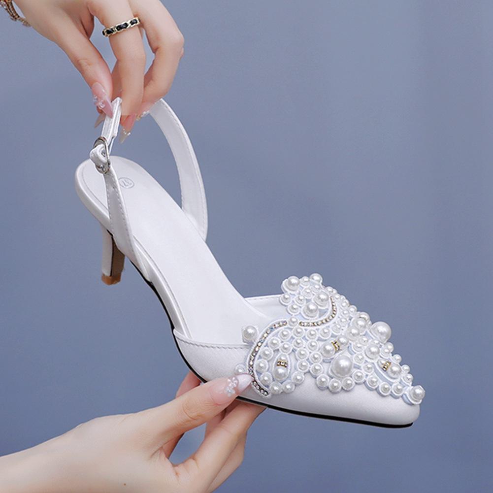 Plus Size Party Evening Wedding Shoes for Women 35-43 Summer Fashion 2026 Women Pointed Toe Buckle Strap High Heel Sandals