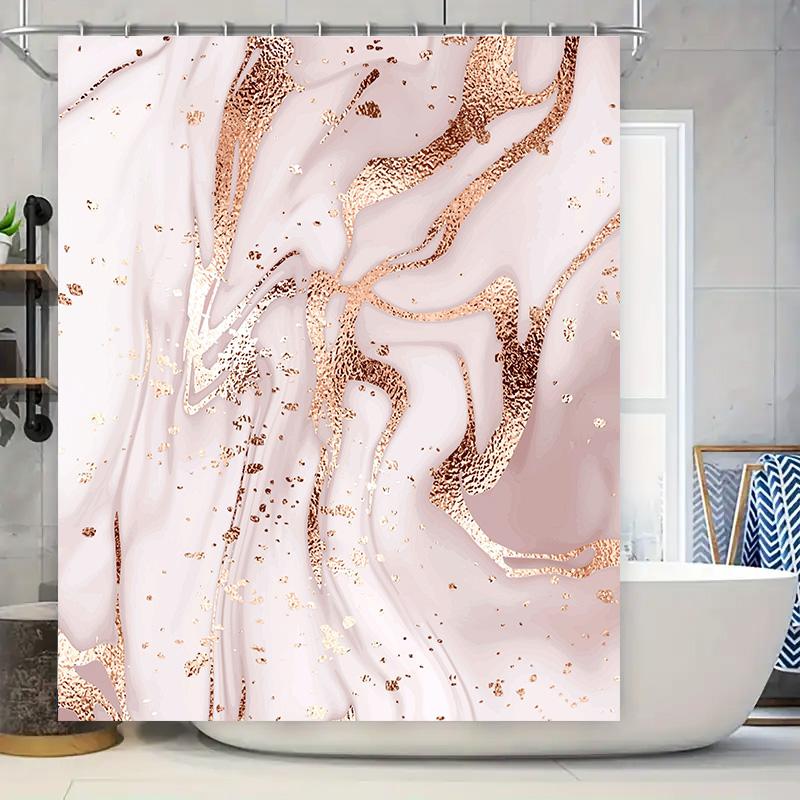 

Luxurious Gold Glitter Shower Curtain Set Pink Rose Gold Bathroom Decor Soft Watercolor Fabric For Bathrooms Size: 72X84 Inches W60H190(CM)-1 Pcs