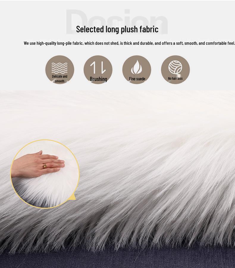 Faux Wool Sheepskin Long Pile Floor Mat for Living Room, Bedroom, Bedside, or Bay Window Tatami.