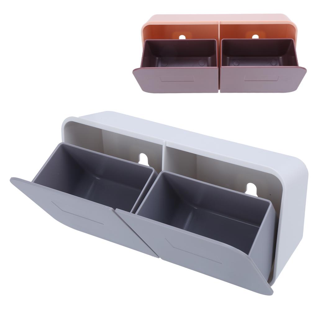 Makeup Box Wall Mounted Cover Removable Washable Cotton Pad Organizer for Bathroom