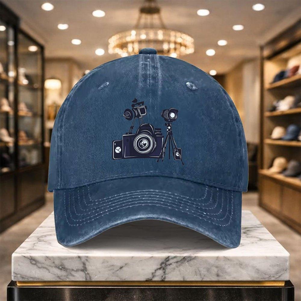 Vintage Camera Baseball Cap Adjustable Street Hat for Outdoor Sports Casual Wear
