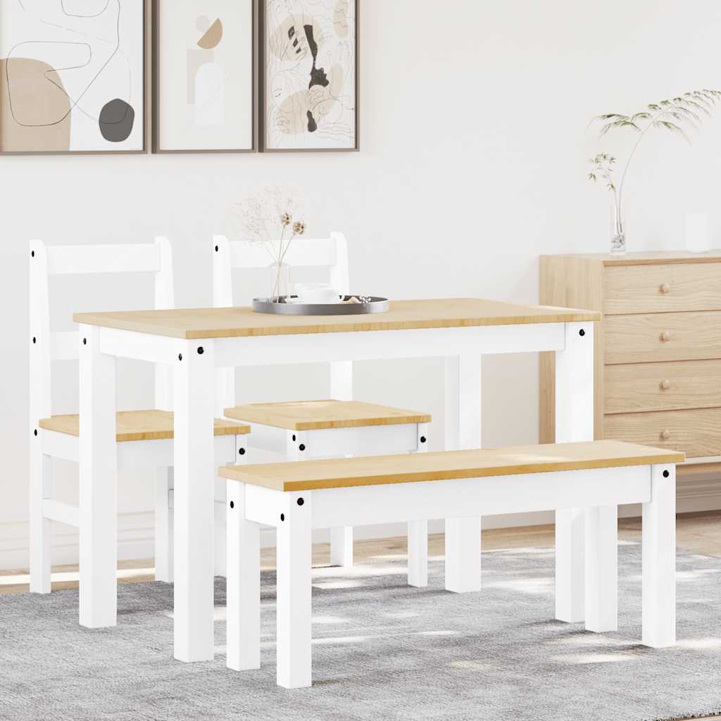 4 piece dining set PANAMA White Solid Pine Wood
