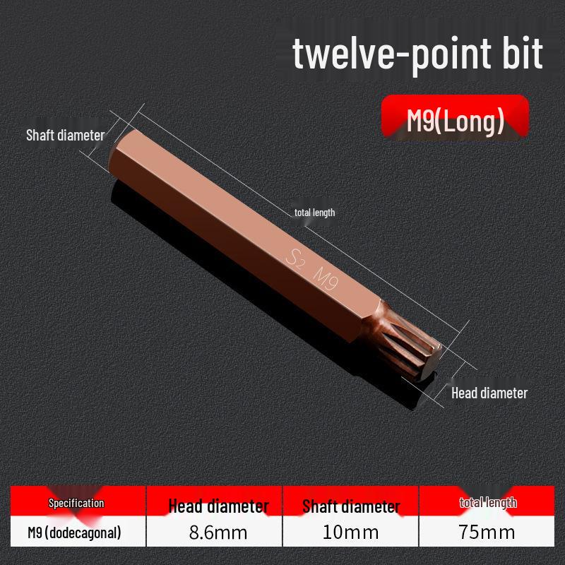 Hexagonal T30 Internal 6-Spline, 12-Point Star Key Socket M10 Tool, T40 Auto Repair.