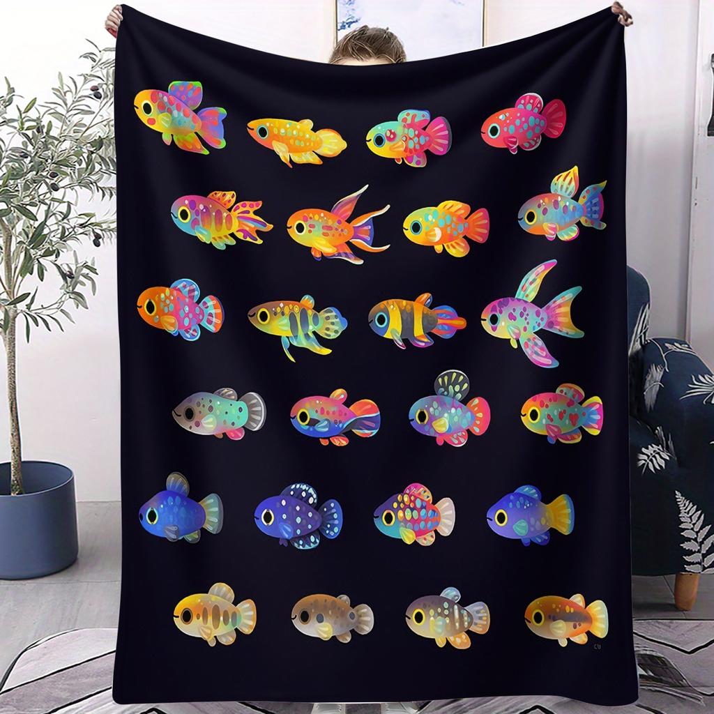 Ocean Fish Soft Blanket Fashionable Small Cover Blanket Suitable For Bedrooms Living Rooms Dormitories Cars Offices Napping
