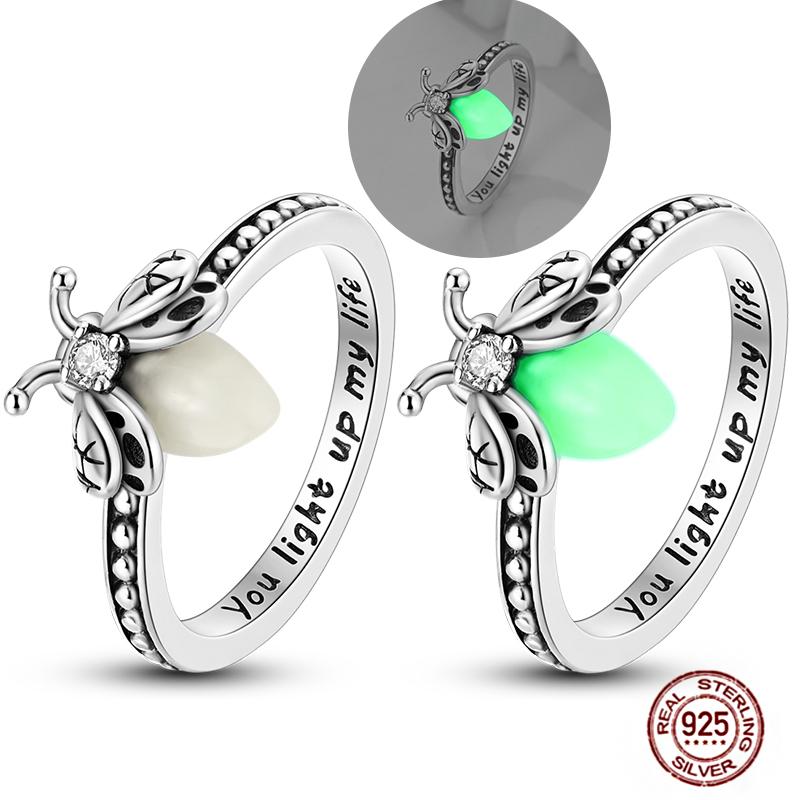 Shine Women koppar Fingerringar 925 Sterling Hjärta Krona Glöd Eldfluga Stjärna Sol Tusensköna Stapelbar Originalring Årsdag Zirkon