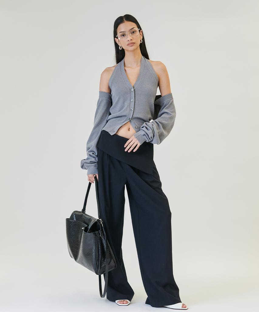 Peulojegteuweibeu Eviag Halter Cardigan Knit Set [Gray]