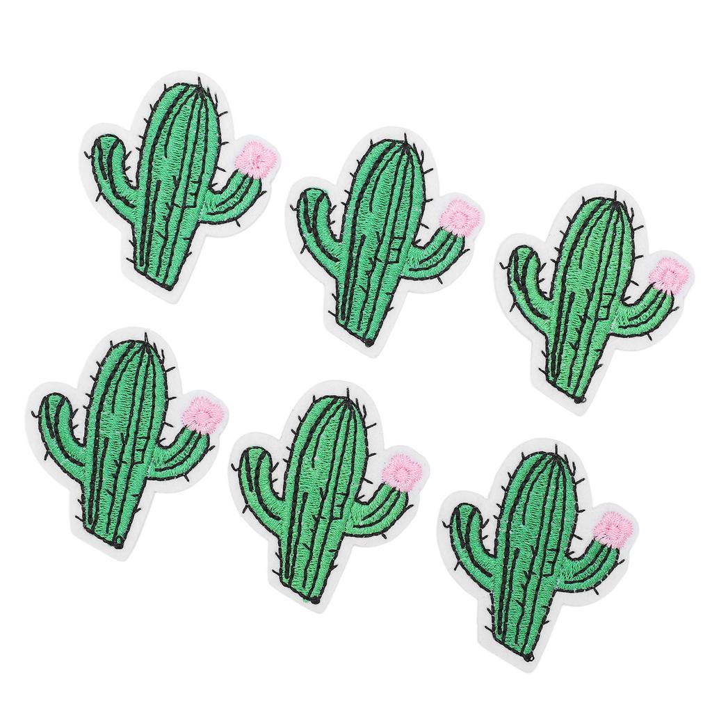 6Pcs Embroidered Patches Cactus Shape Cute Beautiful Covering Breakages Stains Iron On Patches for