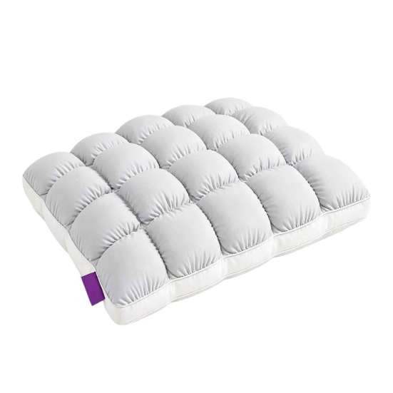 Luxury Hotel Style Pillows Mellow Puff Cooling Cloud Pillow, Ice?Silk Quilted Grid Bed Soft Quilting Pillow Inserts Support for Side & Back