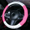 Crystal Diamond Leather Steering Wheel Cover with Bling Crystal Rhinestone Universal Fit Car Steering