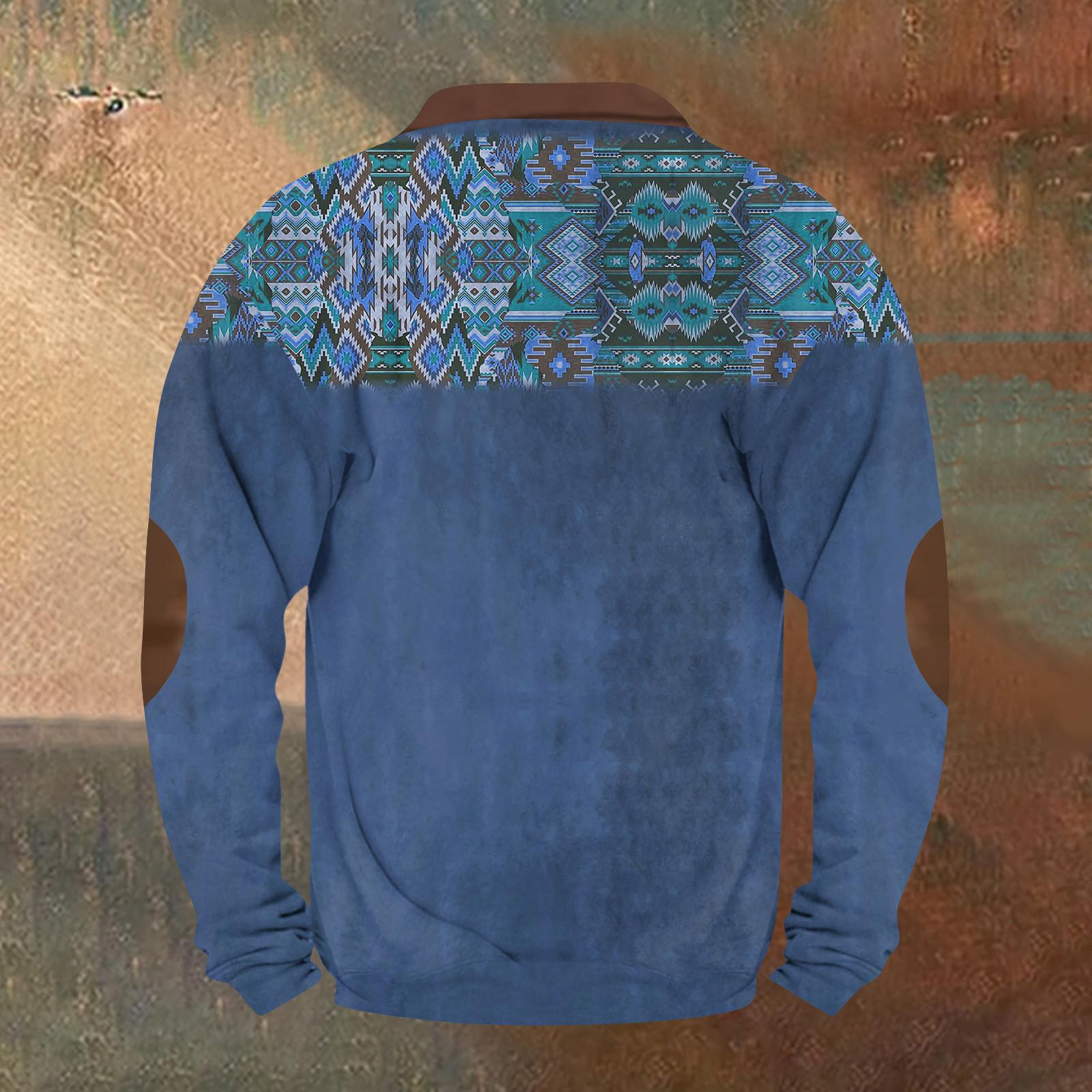 Мужская повседневная толстовка в стиле ретро с градиентным принтом S синий — фото 3