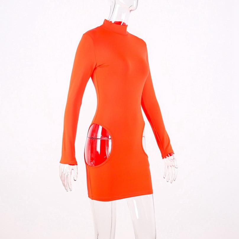 Europäischer Stil Elegantes Mode Damen Rundhalskleid Langarm Sexy Seitenschlitz Kleid
