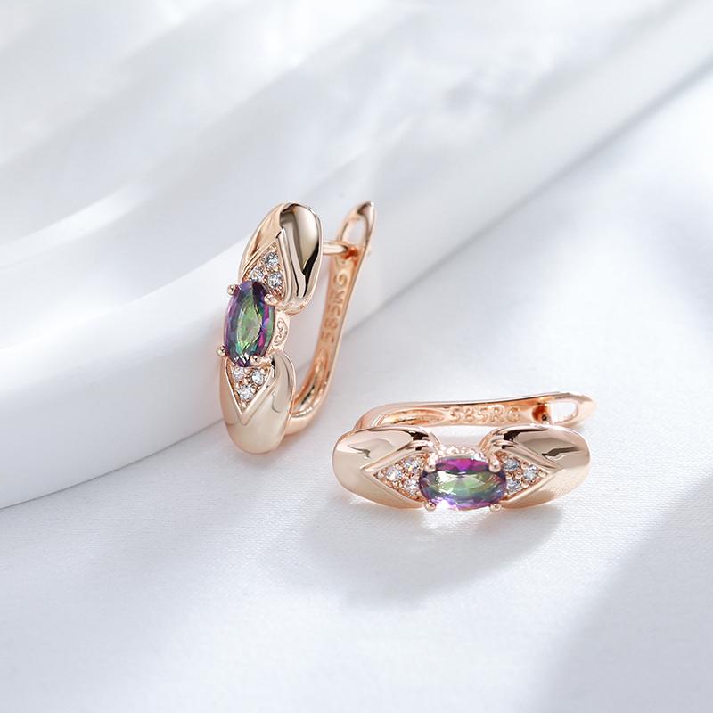 Trendige Rosegold Farbe Englische Ohrringe Für Damen Glänzend Bunt Natürliche Zirkon Accessoires Vintage Täglich Feiner Schmuck