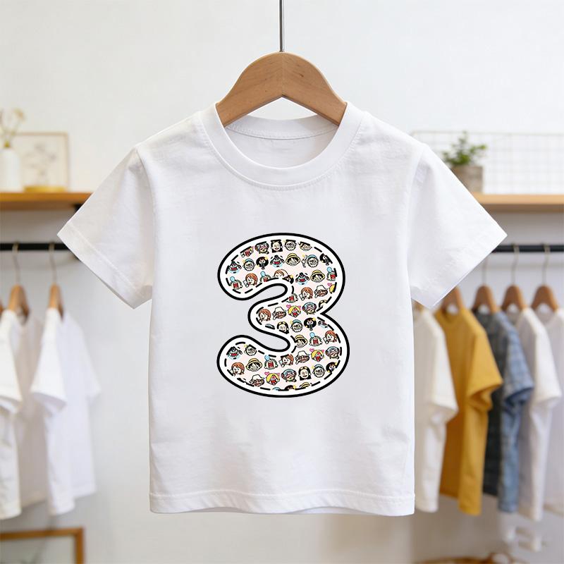 One Piece Summer Digital 19 Printed Childrens Short Sleeve Cute Casual TShirt Suitable for Boys and Girls Great for Gifting