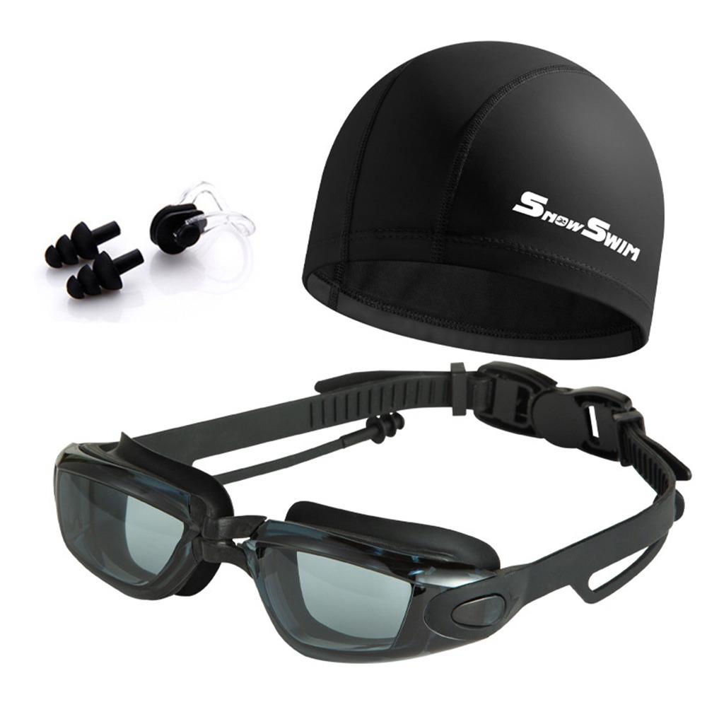 

Силиконовая шапочка для плавания с защитой от запотевания, с зажимом для носа и берушами, очки для дайвинга, лето Transparent Black