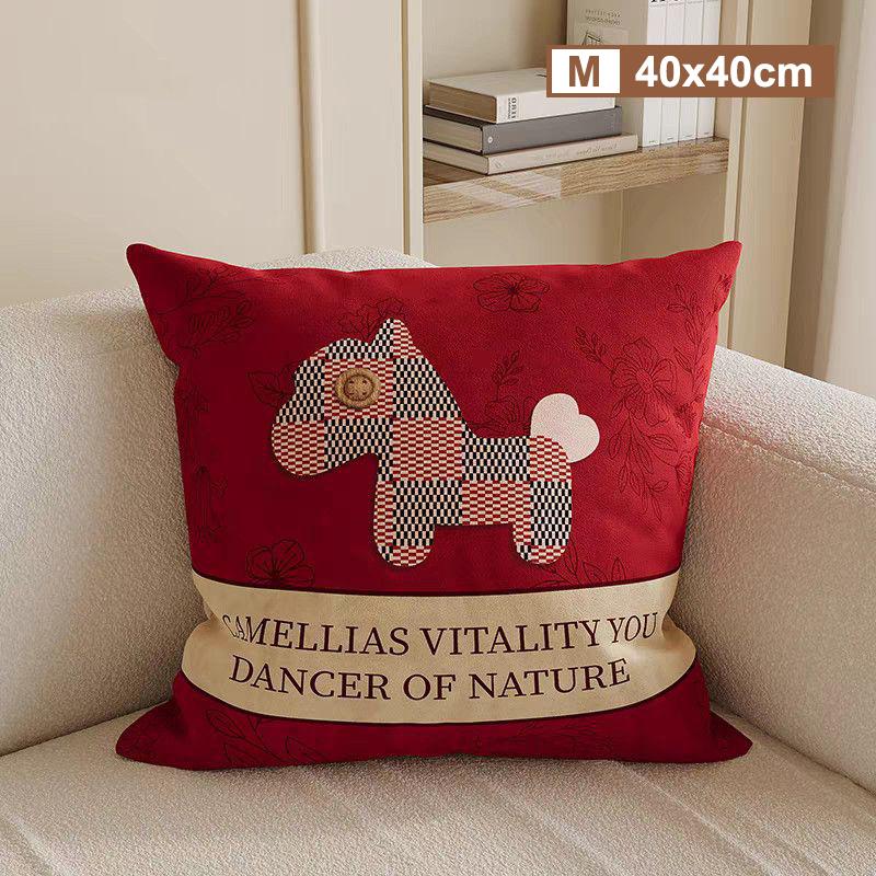 Cute Pony Sofa Pillow Living Room Pillowcase Removable Window Cushion Bed Headrest Pillow Washable Year Of The Horse Bay