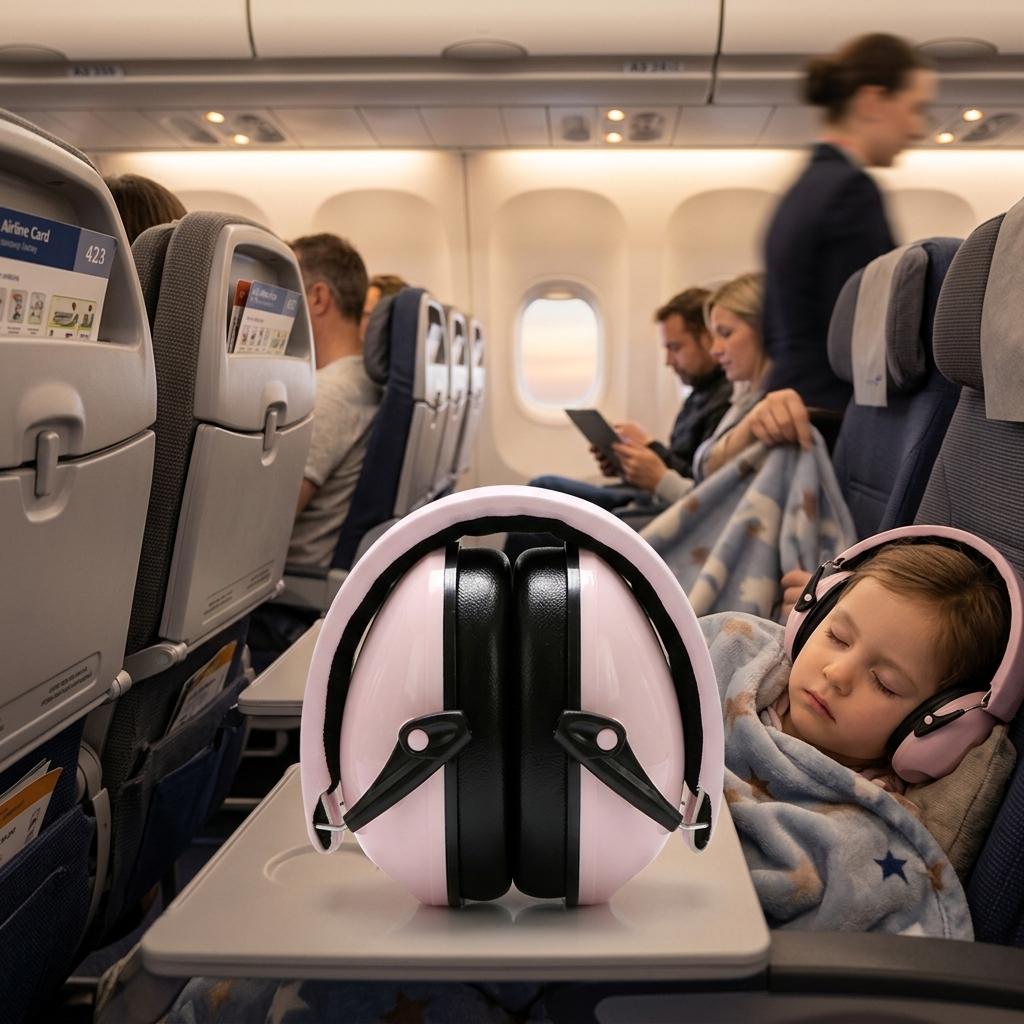 Reusable Foldable Portable ABS Baby Sleeping Anti Noise Hearing Protection Earmuffs for Kids 28dB синий