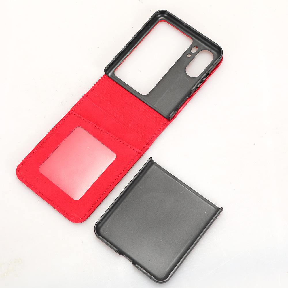 Skin-Touch Phone Case for Oppo Find N2 Flip 5G Separable Design Leather Coated PC Cover with Wallet