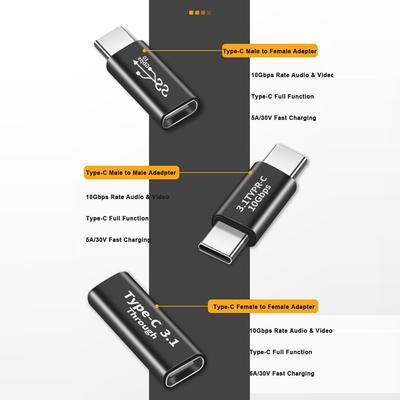 Laptop Male To Female Fast Charging USB 3.1 Type-C AV Converter 10Gbps OTG Adapter
