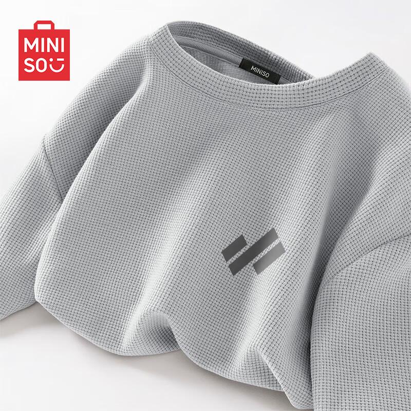 MINISO Men's Waffle Knit Heavyweight Casual T-Shirt