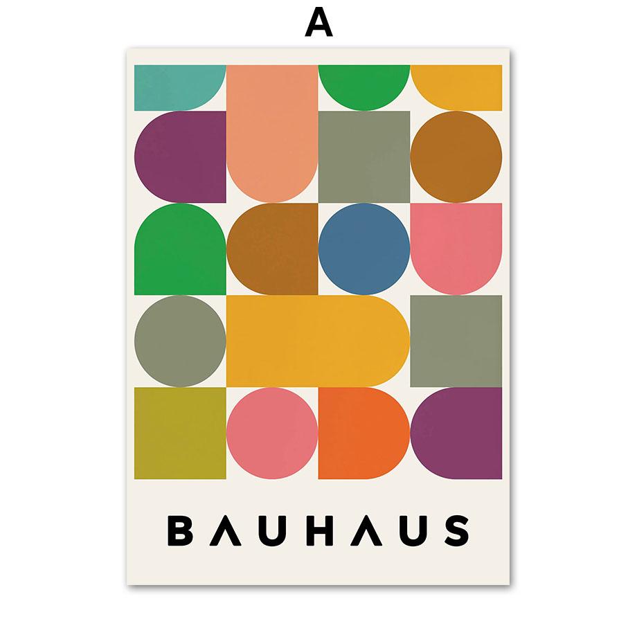 Bauhaus Geometry Color Block Line Wall Art Canva Painting Nordic Posters And Prints Wall Pictures For Living Room Interior Decor