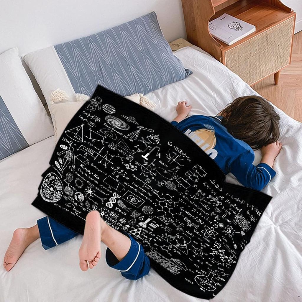 Science Formulas Chalkboard Math Physics Equation Blanket Flannel Throw Lightweight Super Soft Cozy Blankets for Couch Bed Sofa