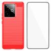 For Realme GT 7 5G Case with Screen Film WANLONFENG LS Series Big Lens Hole Brushed Texture TPU Phone Cover