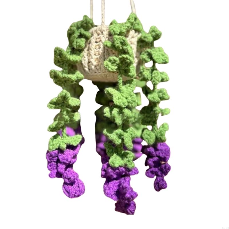 

62KD Декоративные Вязаные Крючком Лаванды Зеркало Заднего Вида Автомобиля Ручной Работы Хлопковая Корзина для Растений