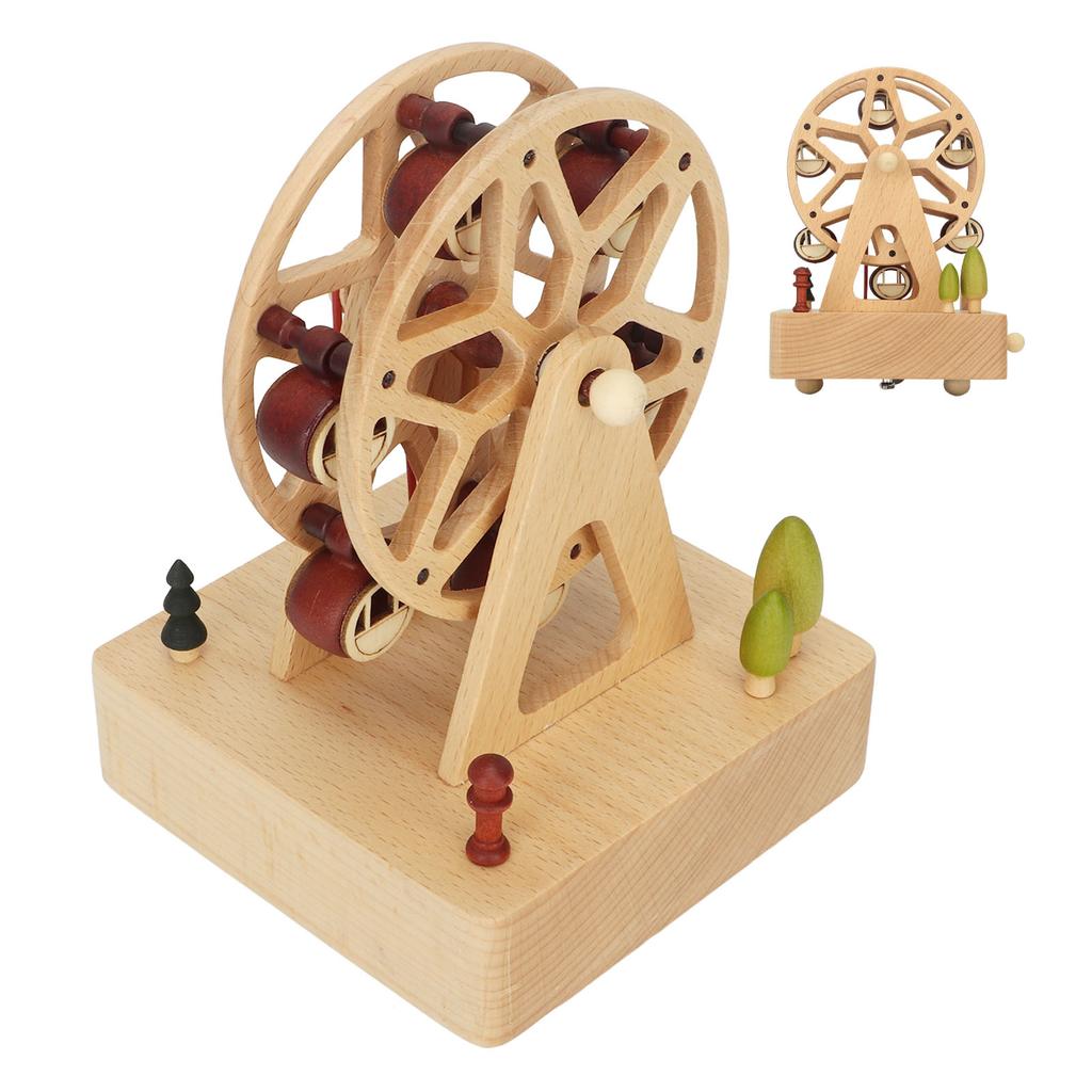 Wooden Musical Box Beech Ferris Wheel Model Handmade Music Box Gift for Christmas Birthday