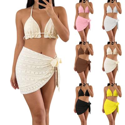 Damski Kolorowy Strój Kąpielowy Bikini Trzyczęściowy Zestaw