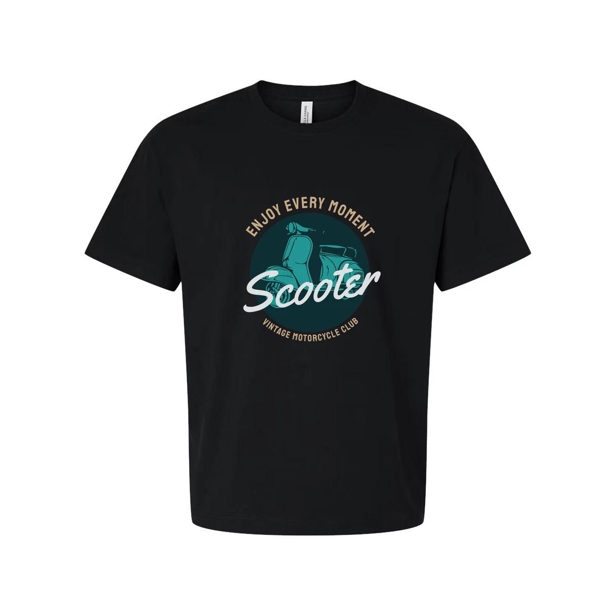 

Vintage Scooter Graphic T Shirt With Emblem Unisex Casual Tee For Motorcycle Lov XL