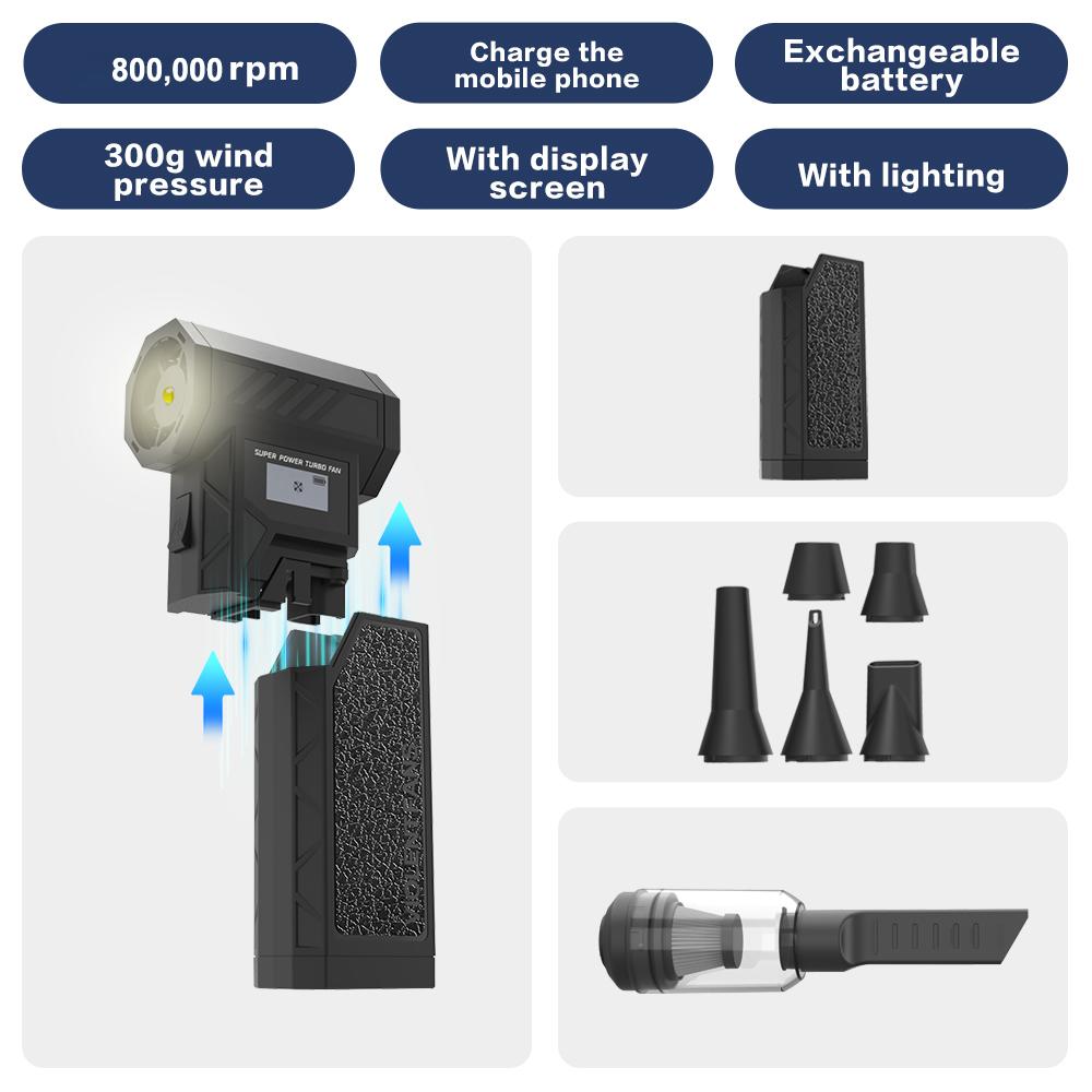Detachable Battery Violent Fan 800000RPM Powerful Air Blower Brushless Mini Turbo Jet Fan Replaceable Battery Electric Dryer