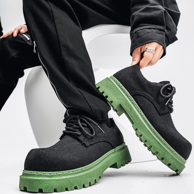 Men's shoes 2025 spring new British style casual versatile men's thick-soled wear-resistant retro big head leather shoes tide