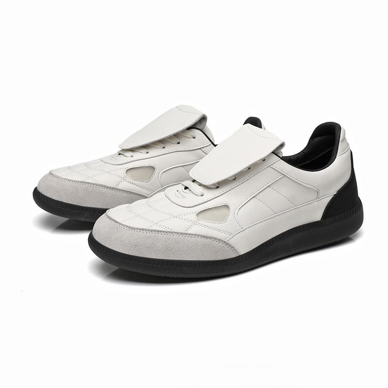 Men'S New Genuine Top Layer Cowhide Flip Casual Shoes, Niche Design German Training Skate Shoes, Versatile Outdoor Fashion Sports Sneakers