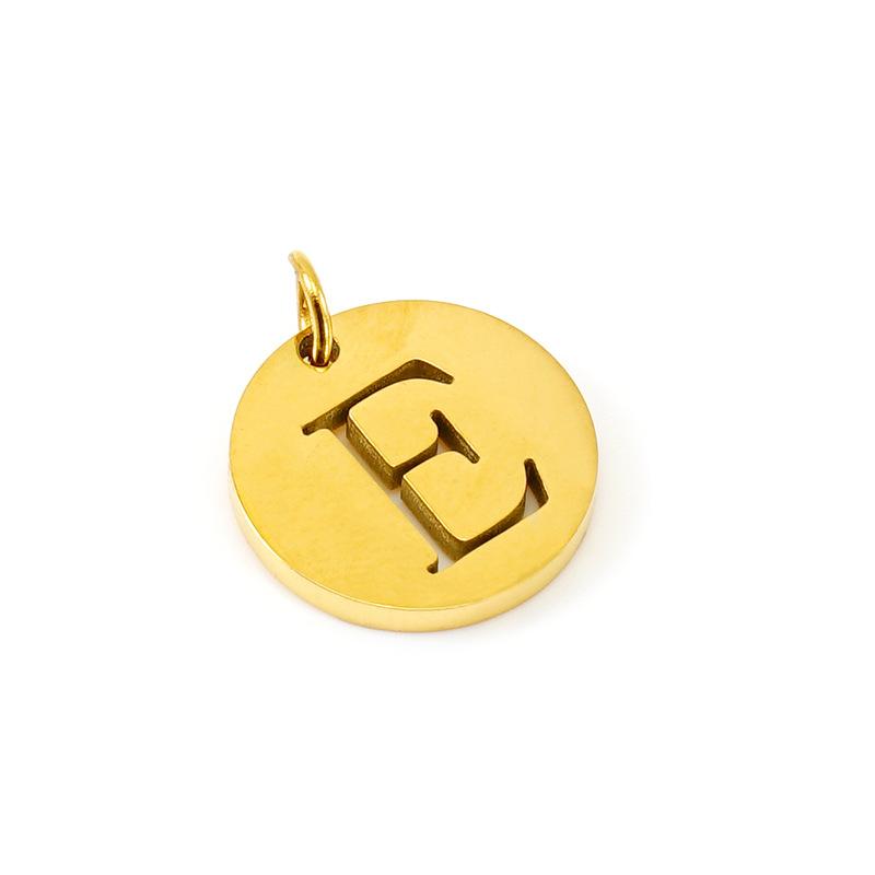 New titanium steel English letter DIY pendant fashionable stainless steel round hollow letter pendant