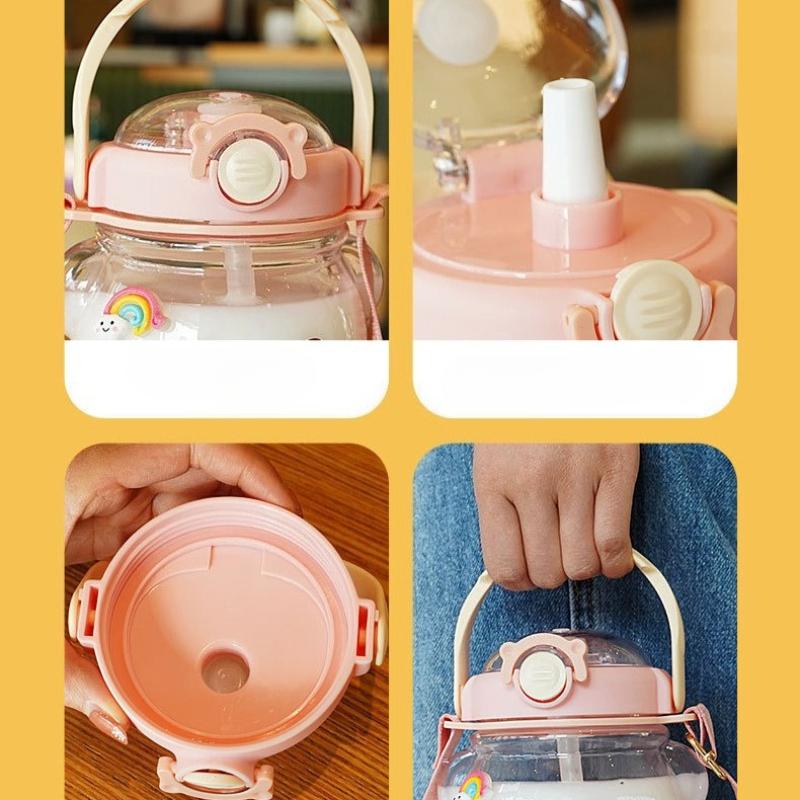 Cute Bear Cup Various Modes of 1000ml Tumbler With Straw Water Bottle For Girl Kid Outdoor Drinking Kettle Large Capacity Sports Portable Water Cup