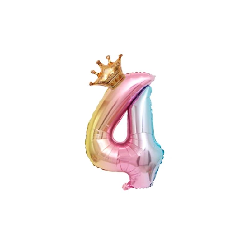 32 Zoll große, rosafarbene Farbverlauf-Kronenballons mit den Zahlen 0-9, Kindergeburtstag, Hochzeit, Partydekoration, Babyparty-Zubehör, Spielzeugbälle