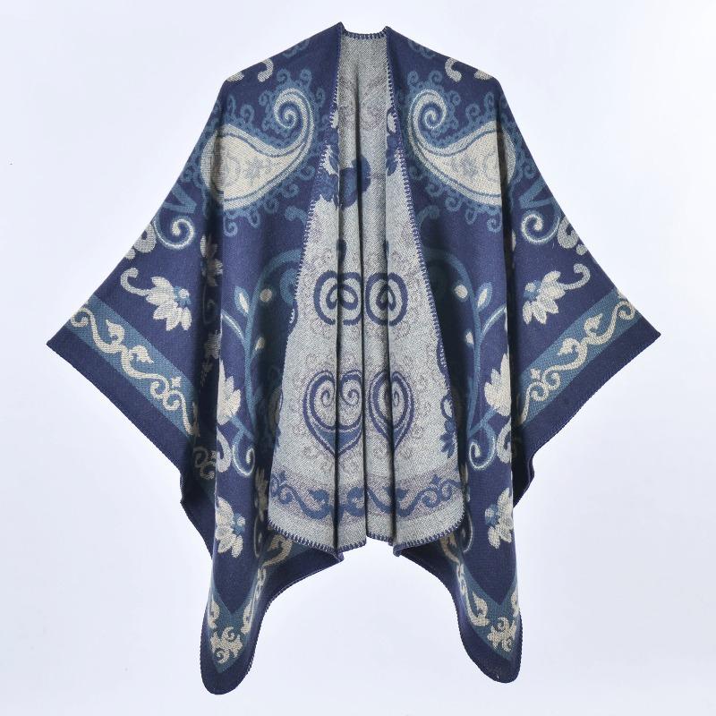 Autumn and Winter Retro Cashew Flower Thickened Shawl Street Cloak Scarf