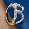 1 Piece of 925 Sterling Silver 7-10 Exquisite Twin Heart Zircon Ring, Fashionable Women's Wedding Gift Accessory Jewelry